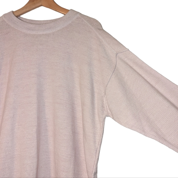 NWOT Free People Pullover Crew Neck Pink Oversized RibbedKnit Sweater Sweatshirt - Picture 4 of 7